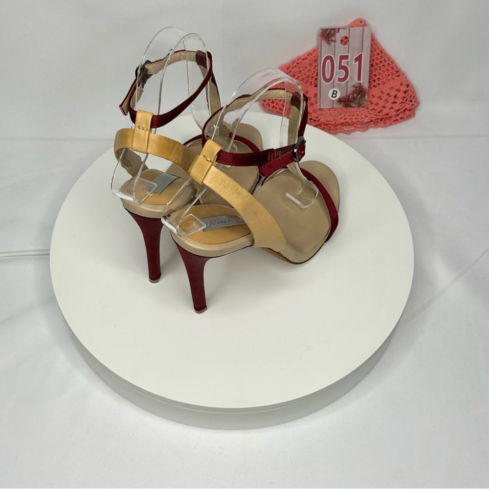 BCBGMAXAZRIA Ma-Danya Leather Angle Strap Slingback Heels Size 7B/37 - Picture 6 of 16